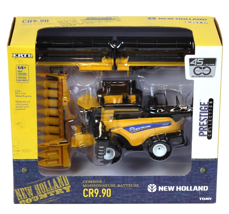 1/64 New Holland CR9.90 Combine w/ Folding Corn Head & Draper Head, 45th Anniv, ERTL Prestige Collection