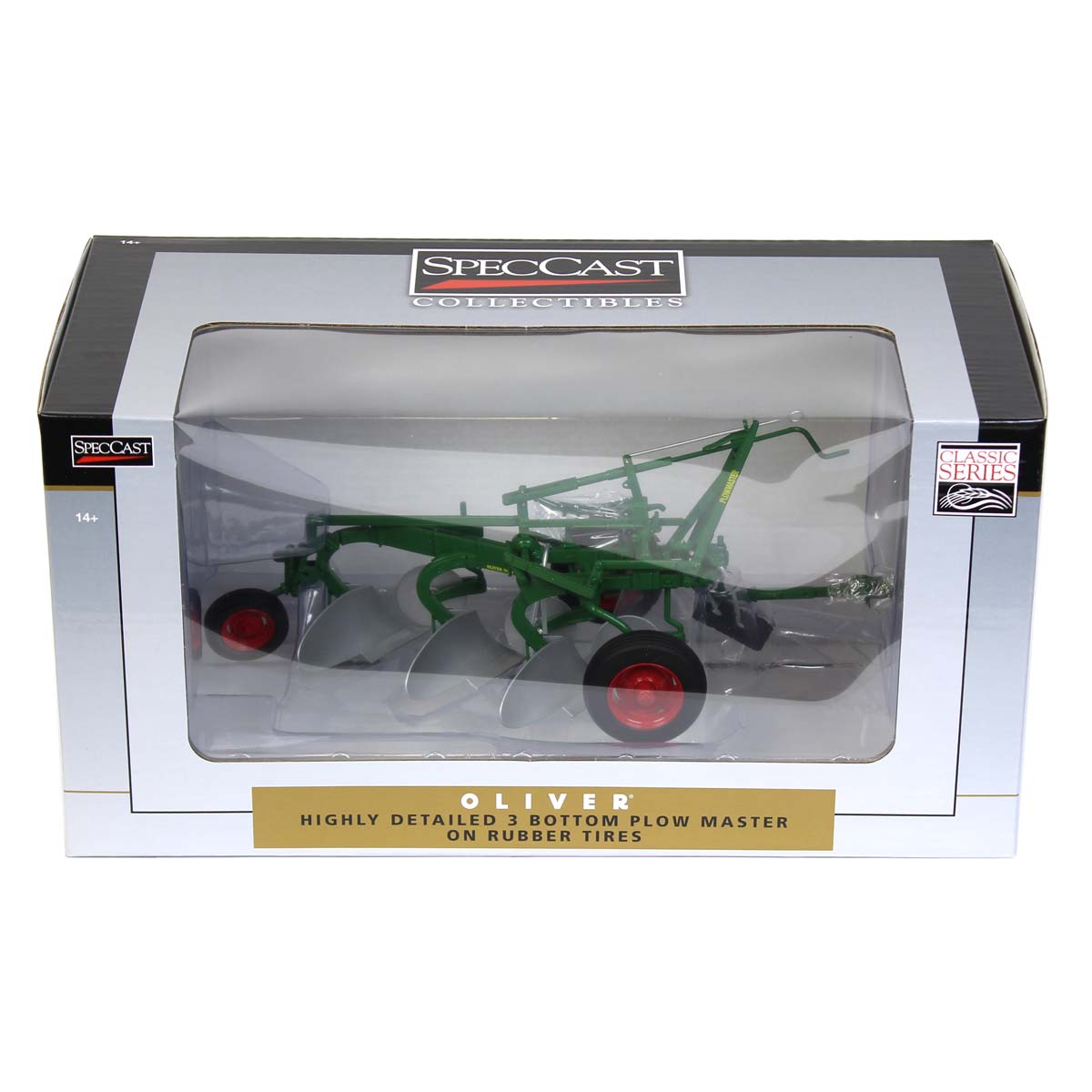 1/16 Oliver 3 Furrow Plow Rubber Wheels Implement