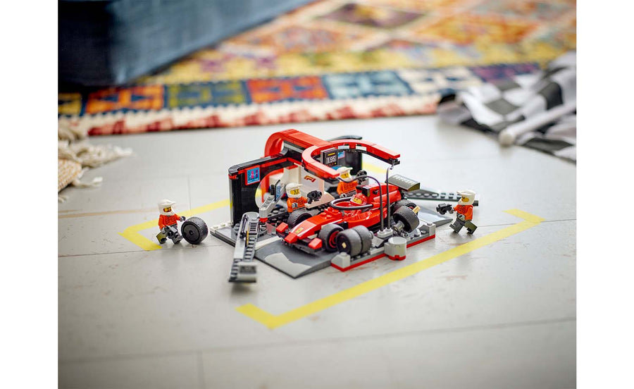 F1 Pit Stop & Pit Crew with Ferrari Car