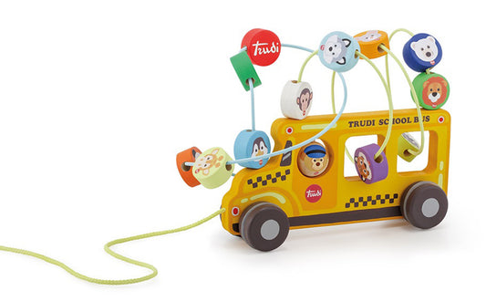 Sevi Wooden School Bus Maze with Wheels - 24cm