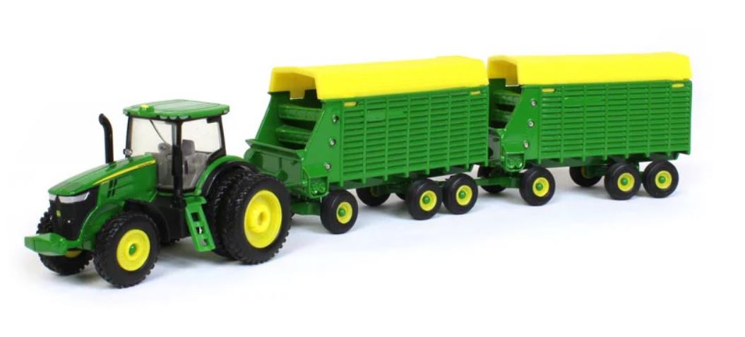 1/64 John Deere 7290R with 2 Tandem Forage Wagons