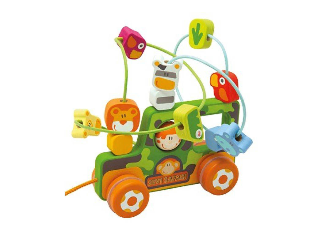 Sevi Wooden Safari Truck Maze with Wheels - 19cm