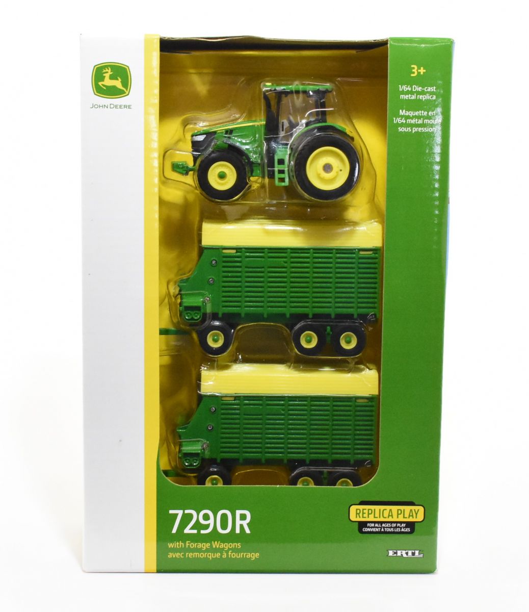 1/64 John Deere 7290R with 2 Tandem Forage Wagons