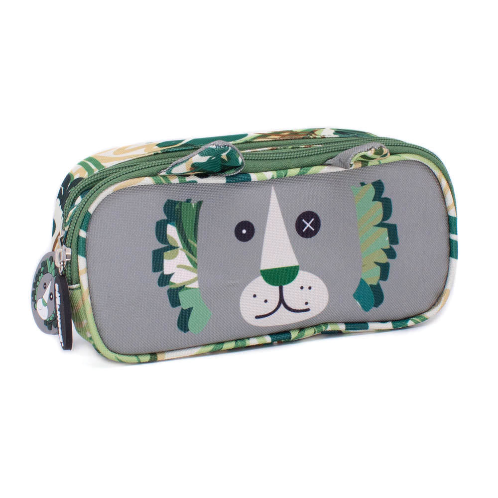 2 Zip / Double Compartment Pencil Case Jélékros the Lion Face