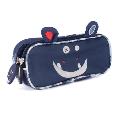 2 Zip / Double Compartment Pencil Case Hippipos the Hippo Face