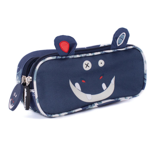 2 Zip / Double Compartment Pencil Case Hippipos the Hippo Face