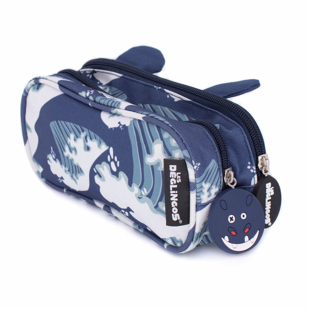 2 Zip / Double Compartment Pencil Case Hippipos the Hippo Face