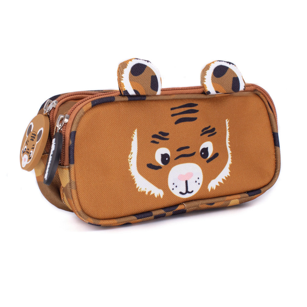 2 Zip / Double Compartment Pencil Case Speculos the Tiger Face