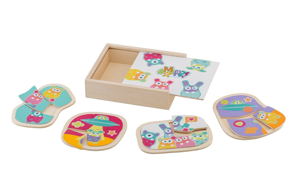 Sevi Wooden Puzzle MRZ Box making 4 Puzzles - 14 pieces