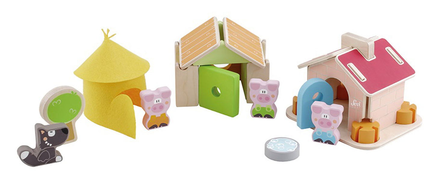Sevi Wooden Construction Set “Three Little Pigs” - 36 pieces